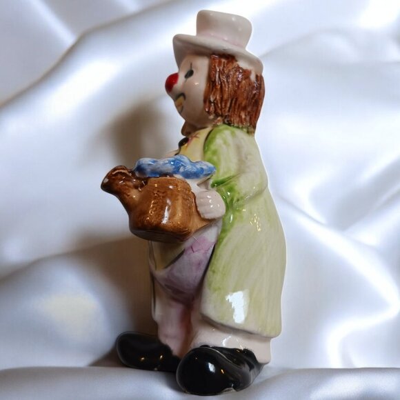 Vintage 1984 Enesco Sad Clown Figurine – 3” Tall, Carrying Blue Flowers - Picture 2 of 7